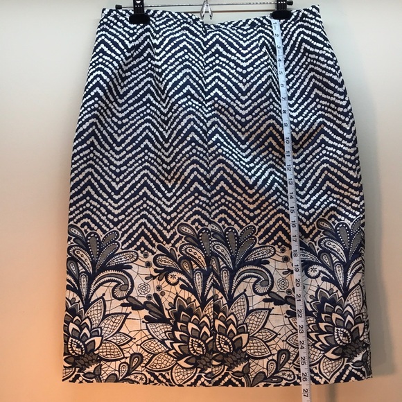YAL New York Blue, Cream & Beige Pencil Skirt - Picture 4 of 8